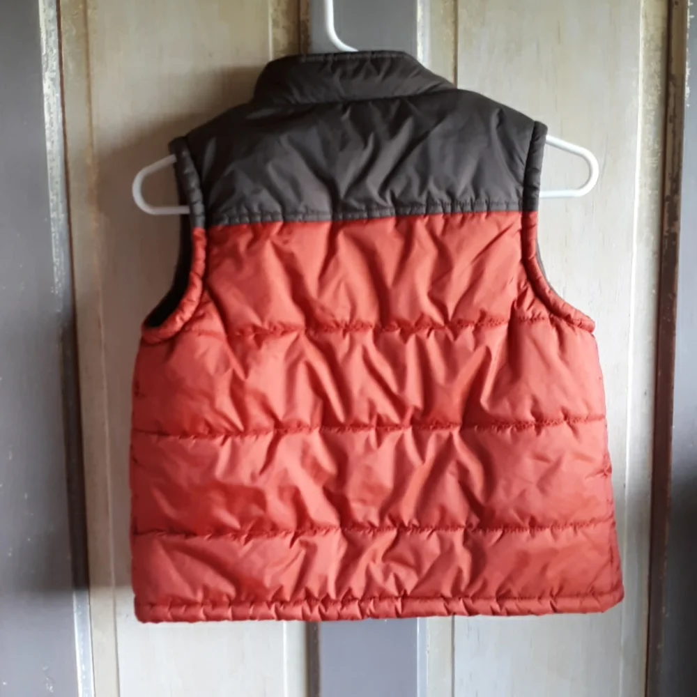 Gymboree Puffer Vest Orange and Brown Cozy Lining - Picture 5 of 5